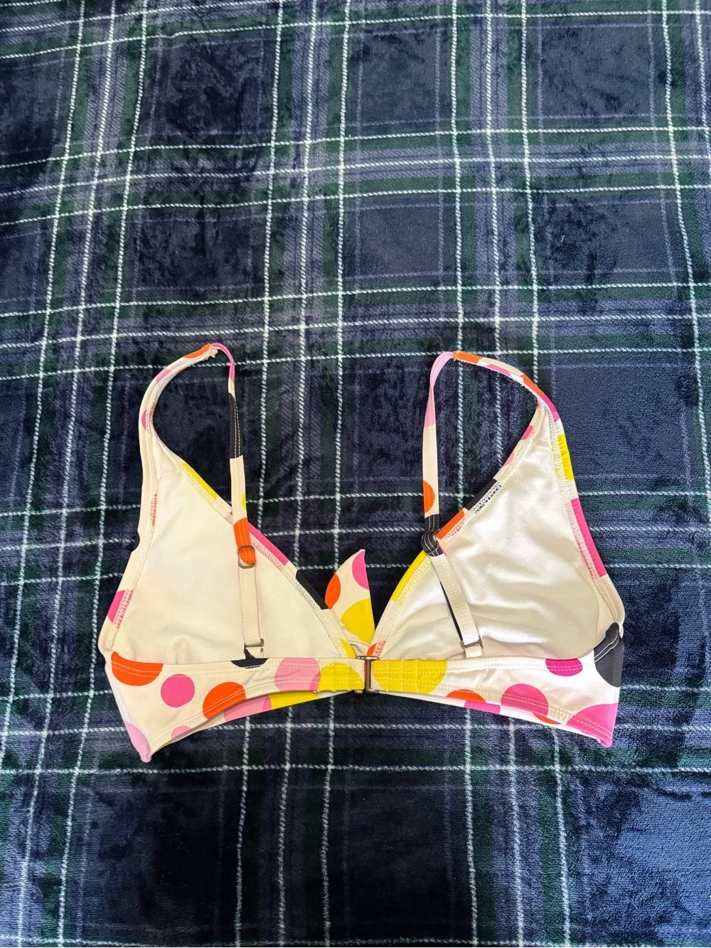 Y2K 2000s Jag Swimwear bikini top with multicolored polka dots